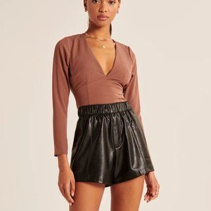 NWT Abercrombie & Fitch Brown Long-Sleeve Deep-V Top